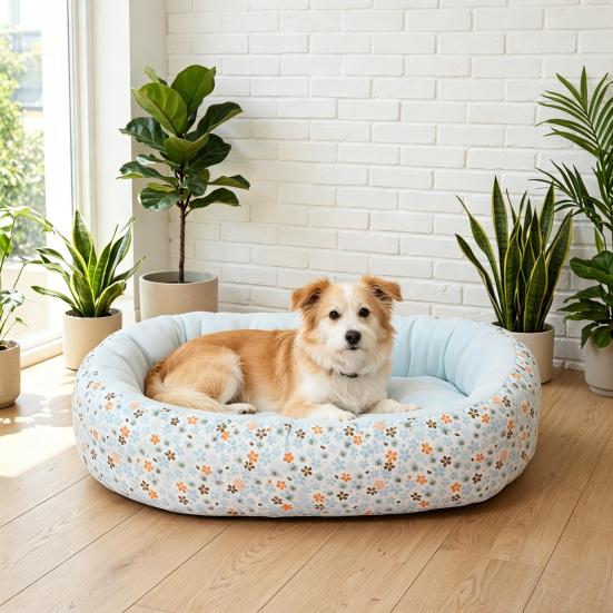 Calming Dog Bed Floral Orthopedic Cat Bed Breathable Washable Cozy Pet Bed for Small Medium Dogs And Cats