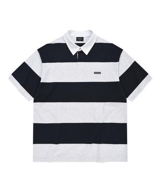 Striped Rugby Collared T-Shirt Navy