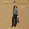 UNIFREE Retro Plaid Fleece-Lined Wide-Leg Casual Pants