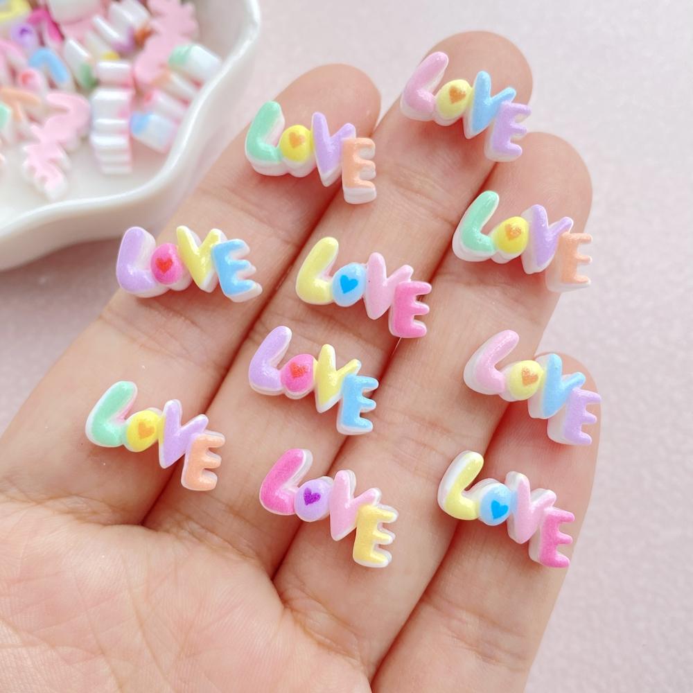 30Pcs New Cute Resin Small Letter Love Flat Back Ornament Jewelry Making Manicure Hairwear Accessories