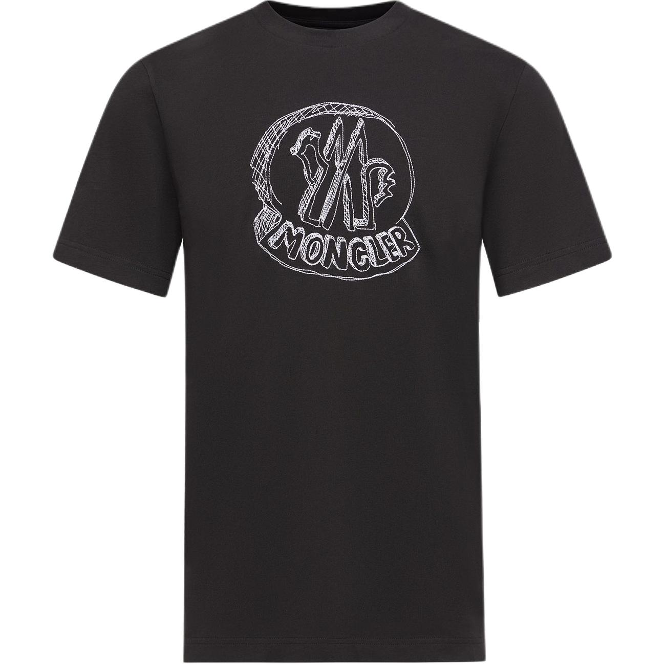 Moncler SS26 Geborduurde Logo Katoenen T-shirt Heren Tops L10918C0003589AUG999 L black