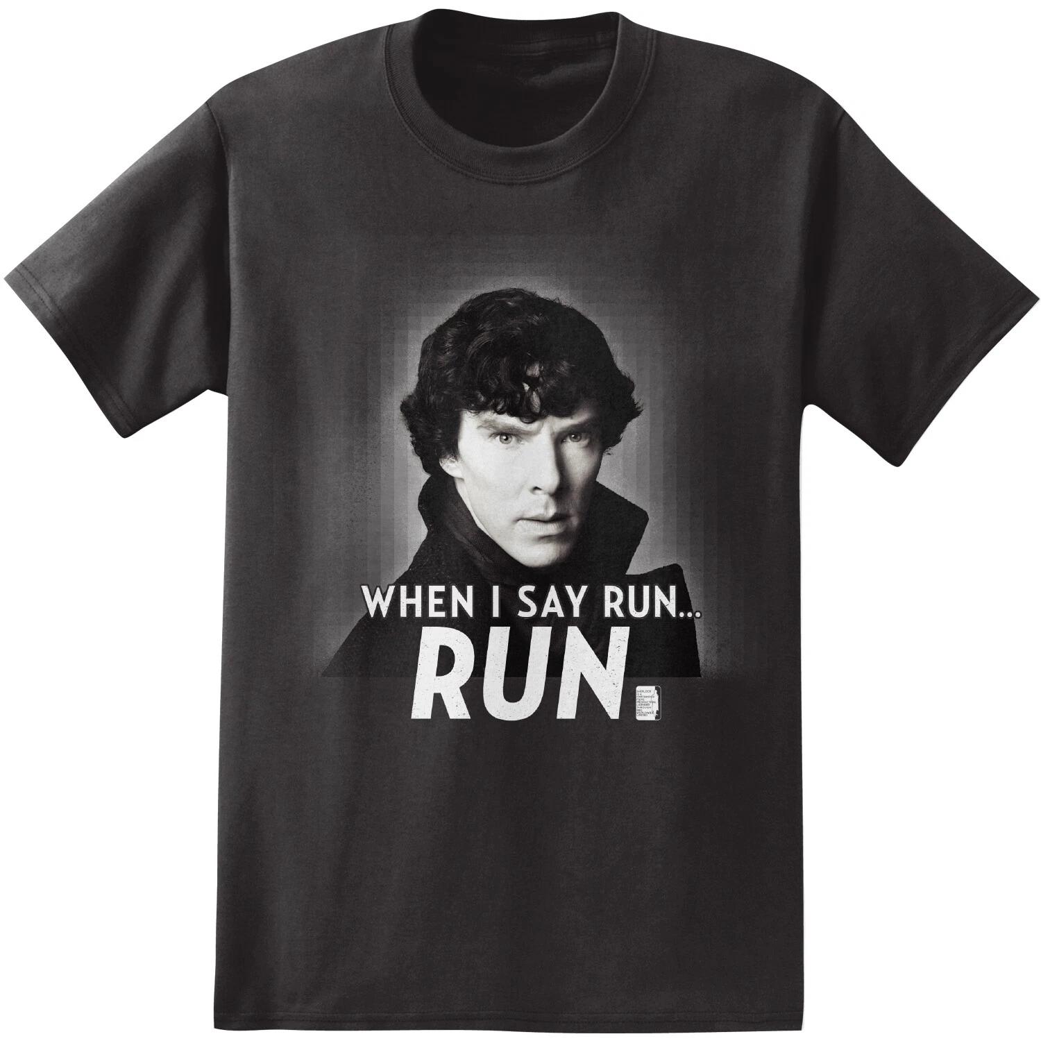 Sherlock Holmes When I Say Run Men s Black T-Shirt, Medium S