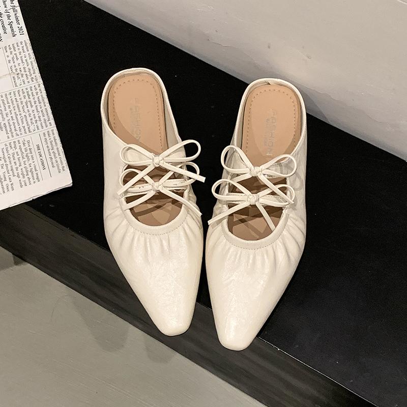 Fashion Summer Internal Elevation Women's Mules Slippers Fashion Butterfly-knot Slides Casual Street Style Slingback Shoes