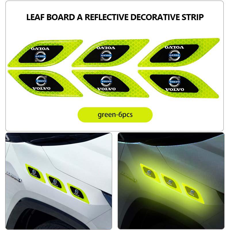 6pcs Car Door Decor Strip Anti-collision Reflective Stickers For Volvo V50 S60 XC60 S40 XC40 XC90 V70 XC70 C30 V40 V60 ari963