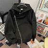 Double Zipper Cardigan Sweatshirt Men's Spring Autumn Irregular Hooded Trendy Street Sports