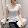 2023 Summer Women's Sexy Lace Slim-Fit Hollow-Out Short Sleeve T-Shirt