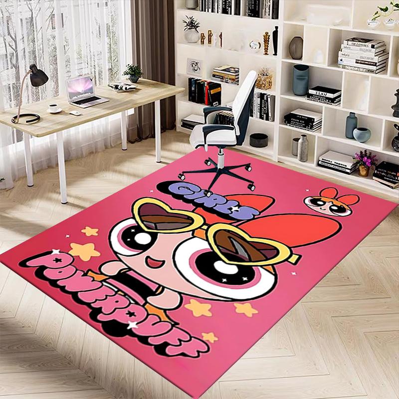 1pc GIRLS POWERPUFF Carpet Anti Slip Polyester Floor Mat for office.Bedroom