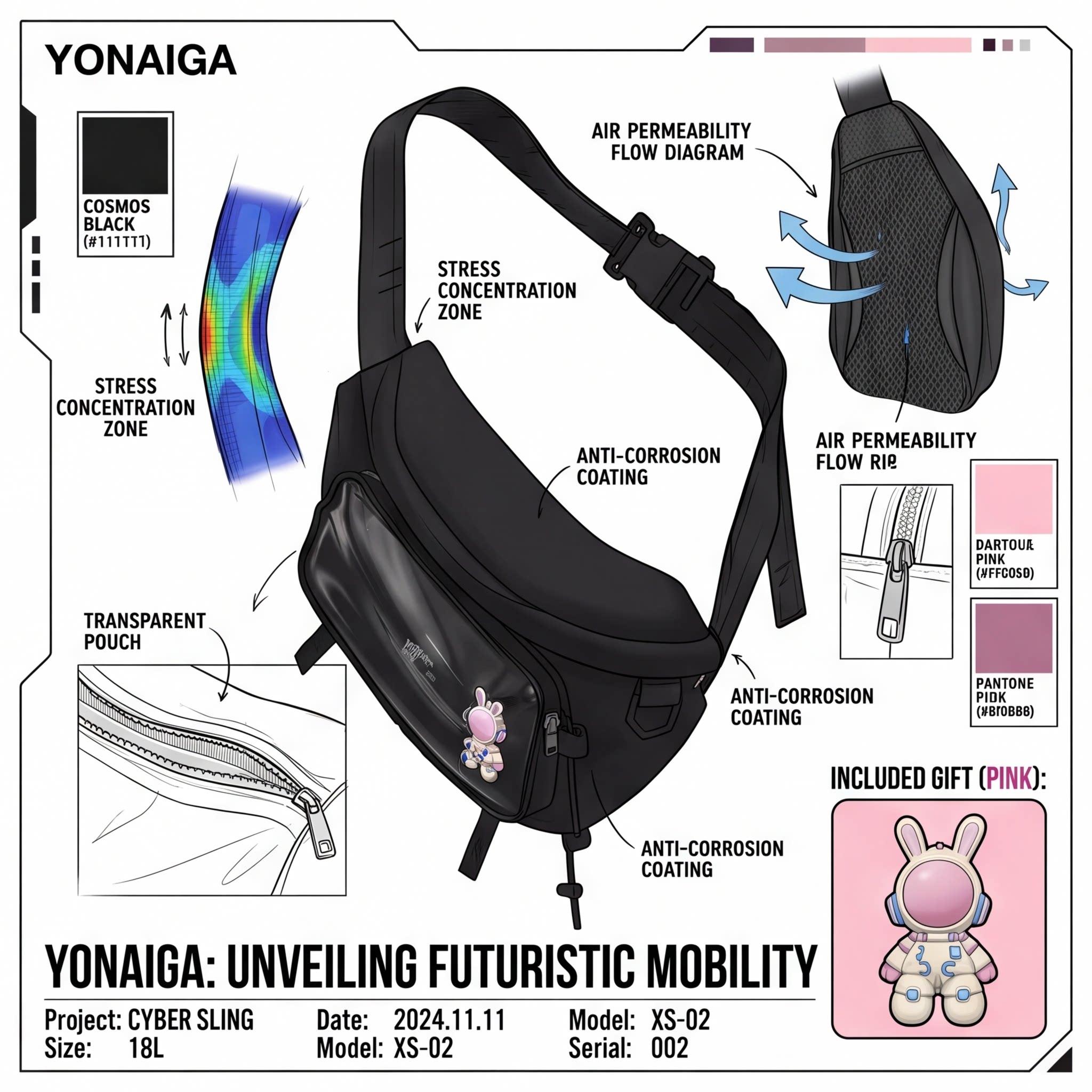 

YONAIGA + original ins niche design feeling pain bag nylon breast bag men s and women s versatile shoulder messenger bag