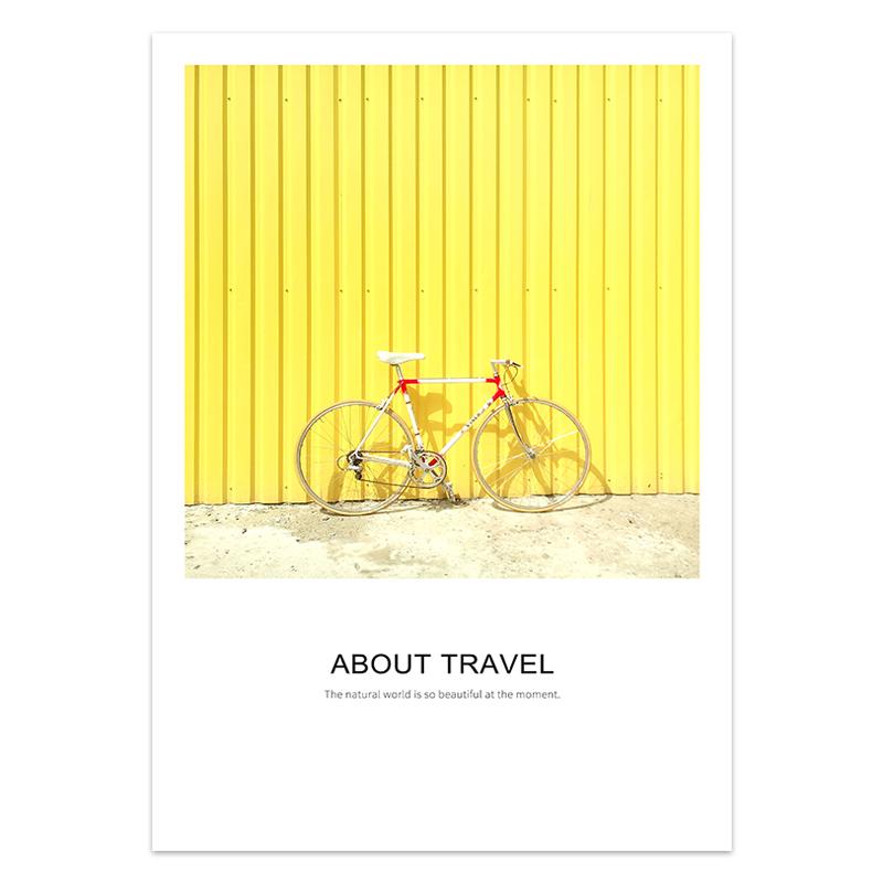 Nordic Yellow Car Bike Building Canvas Paintings Decorative Landscape Wall Art Posters and Pictures for Girl Boy Room Home Decor