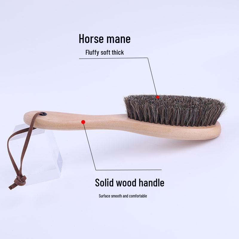 Long-Handled Horsehair Bristle Shoe Brush for Suede and Nubuck