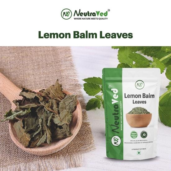 NeutraVed Lemon Balm Tea 50gm | Improves Digestion | Relives Stress | Caffine Free | Lemon Balm Tea Leaves | Loose Leaves Original Form - 50 Gm
