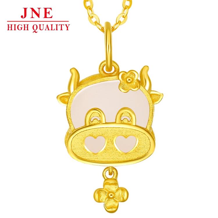 Gold Inlaid with Jade Cattle Vietnam Gold Pendant 925 Silver Inlay Hetian Jade Peace Buckle Pendant Gold Inlaid with Jade