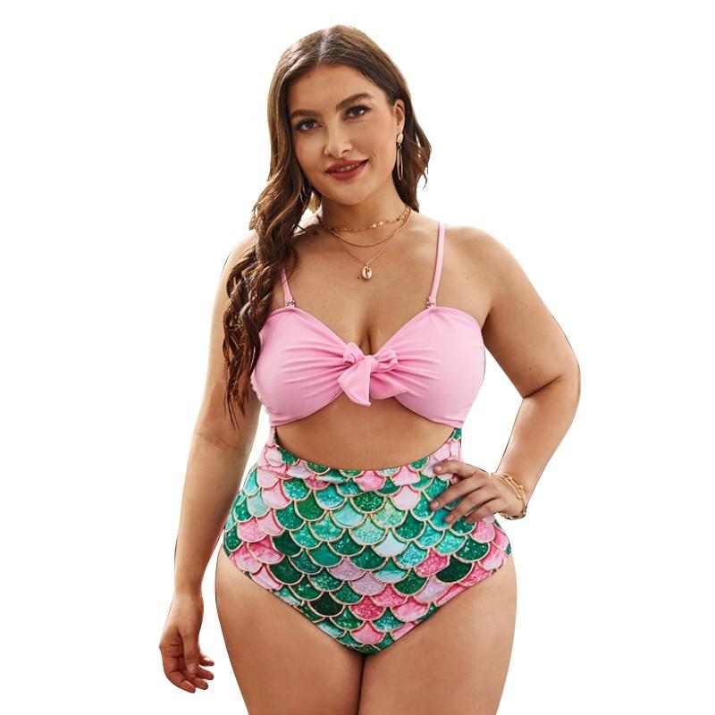 Women Sexy High Waist Hollow Swimwear Print Swimsuit Push Up Bikini