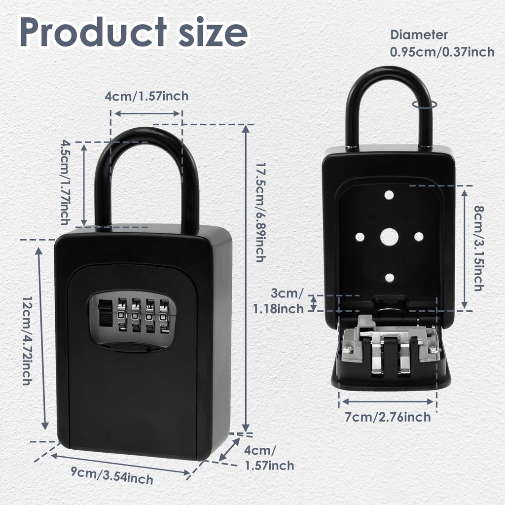 Key Safe Box Wall Mount Key Lock Box 4 Digit Combination Key Hider Box Outdoor Lock Box for House Keys Safe Secret Storage Box