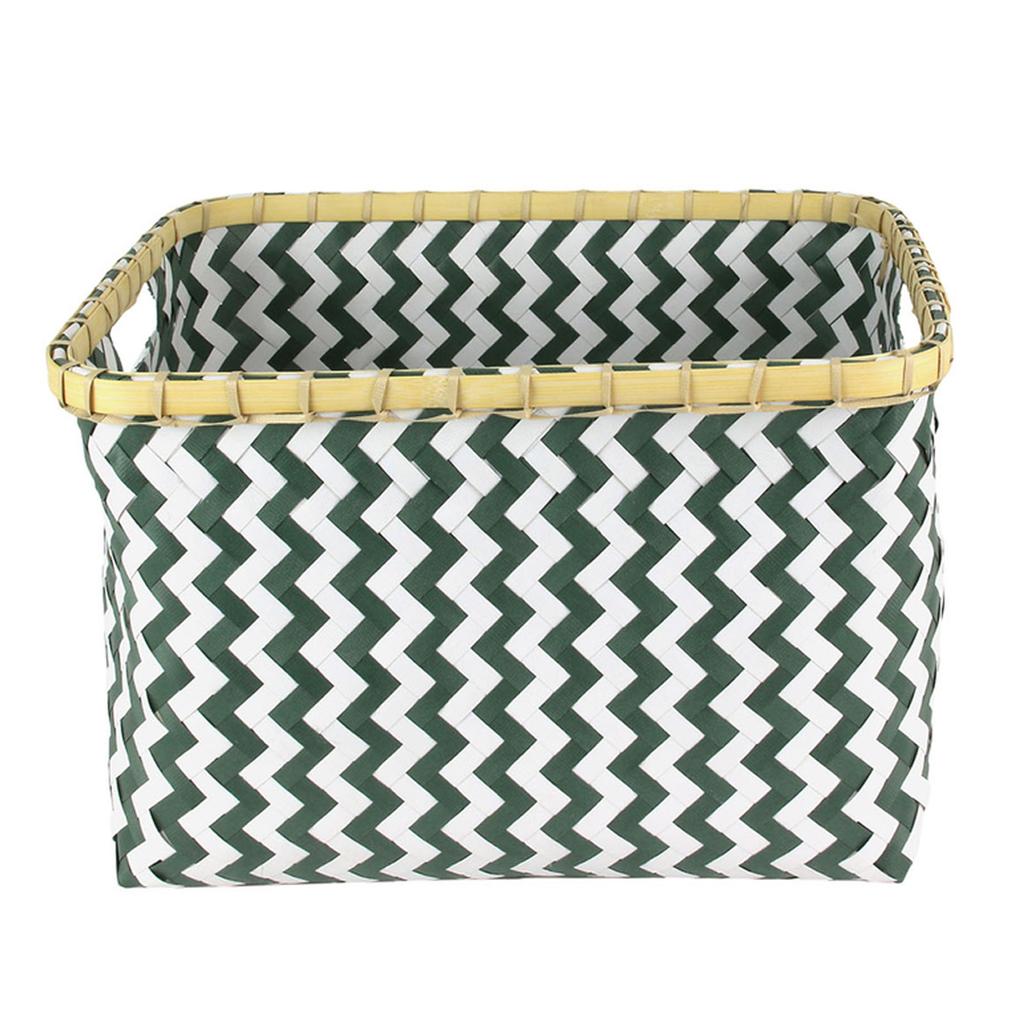 Les Trésors De Lily [R2473] - Sada 3 tkaných košů 'Boho' zelená bílá - 42x33x26. 5 cm