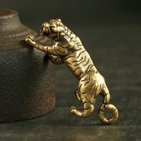 Retro alamă pură solidă Vintage tigru formă breloc pandantiv suvenir accesoriu