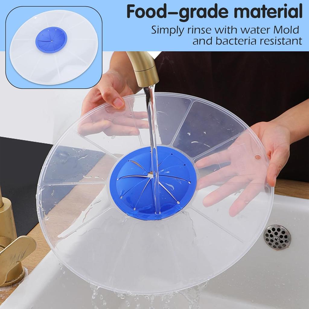 Mixer Splatter Guard, 12" Silicone Mixing Bowl Splatter Cover Fits Most Hand & Stand Mixers (Blue)
