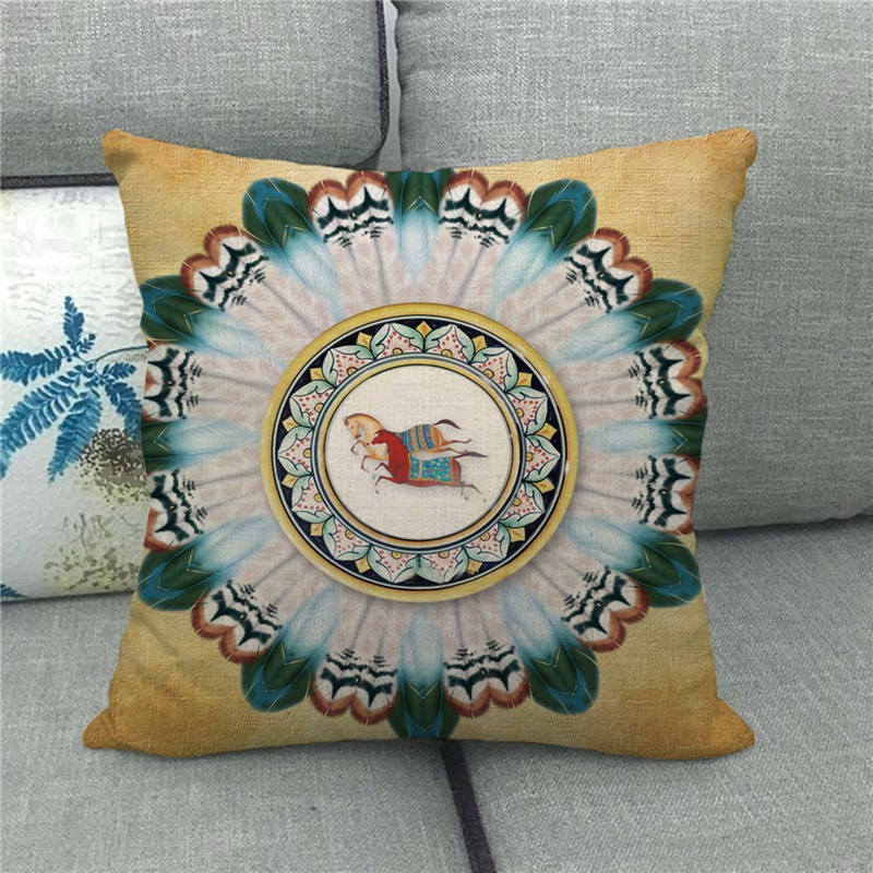 Home Decor Colorful Mandala Pattern Digital Print Pillowcases Pattern Cushion Cover Suitable for Sofa Bedroom Car Pillow Cover