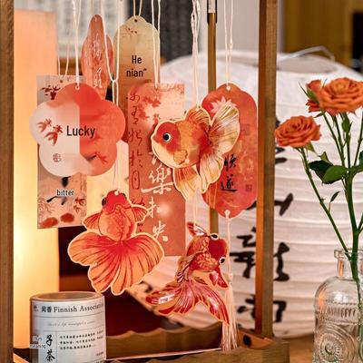 Set de Tarjetas de Decoración Colgante de Pez Koi Estilo Chino