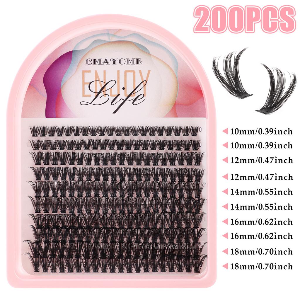 False Eyelash Extension Set, Single Tuft Of Hair 200 Tufts 30 + 40 + 50 + 60 + 80 + 100D Eyelashes