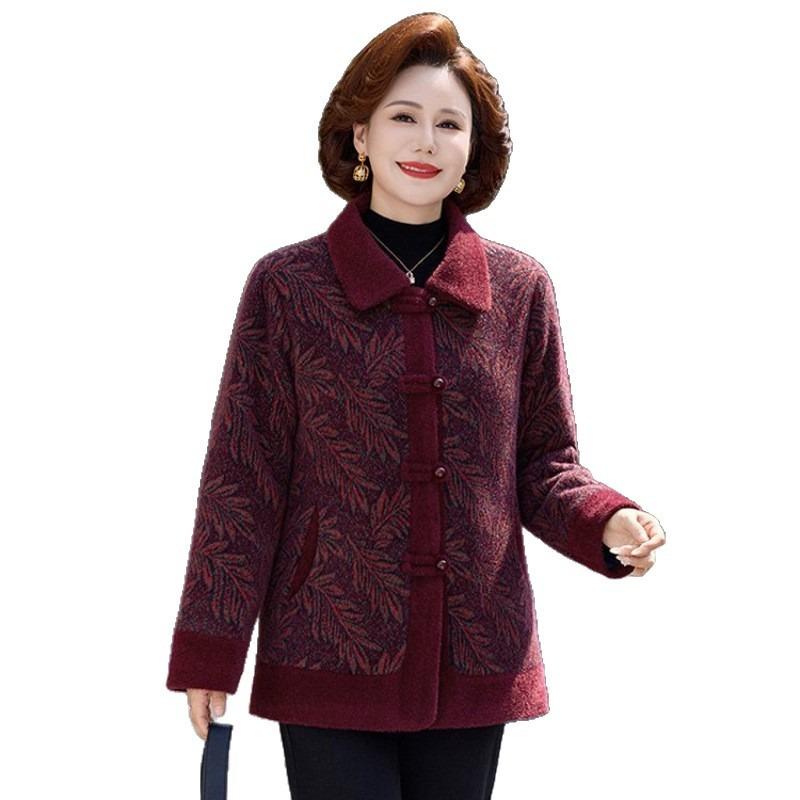 Mom winter clothes new mink in the old man coat the elderly top velvet grandma old lady thickened clothes