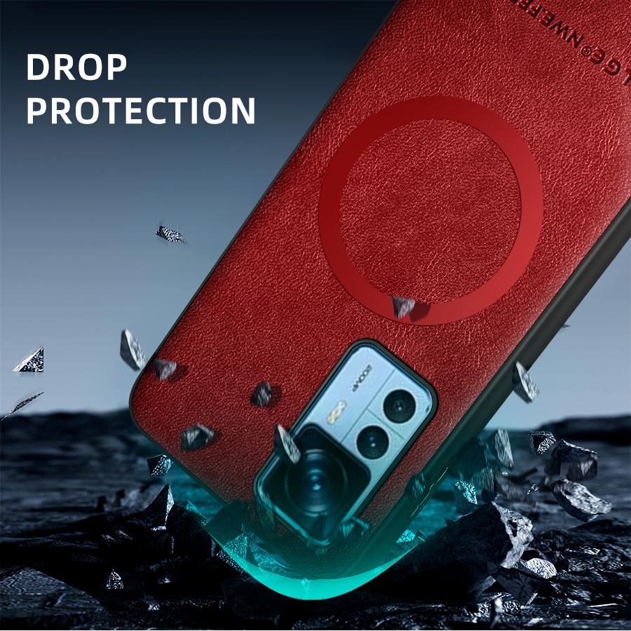Für Xiaomi 12T 12T Pro PU Leder Magnetring Weiche Kante Anti-Sturz Anti-Fingerabdruck Handyhülle