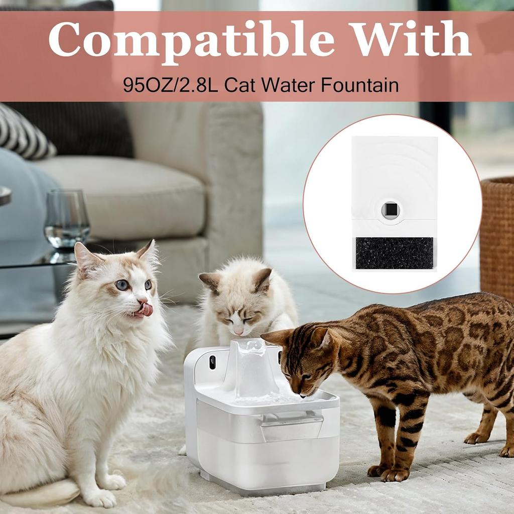 30 Pcs Pet Fountain Replacement Filter, Cat Drink Water Filter Replaced Foam Filters