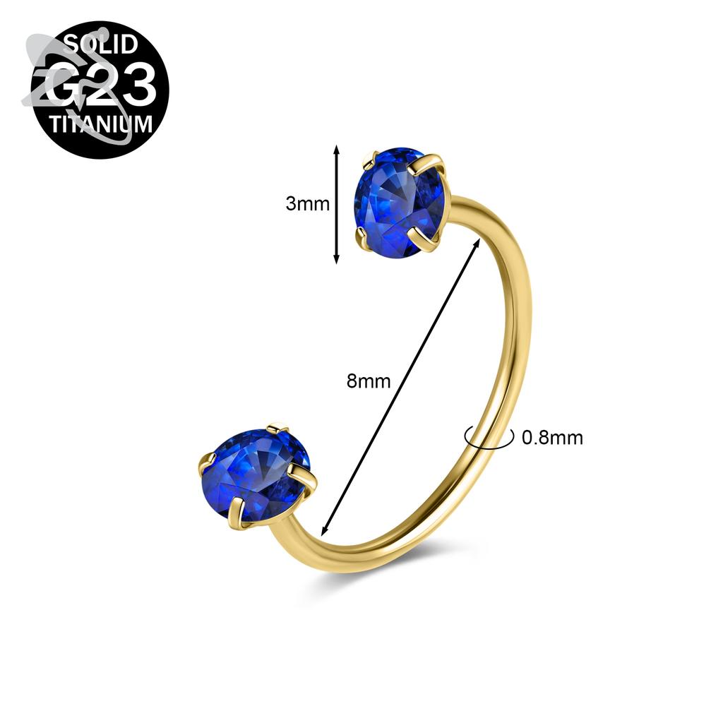 ZS 1 Stück 20G G23 Titanstahl Hufeisen Nasenring Damen Herren Farbiger CZ Kristall Nasenpiercing Ohr Helix Tragus Lippenpiercings