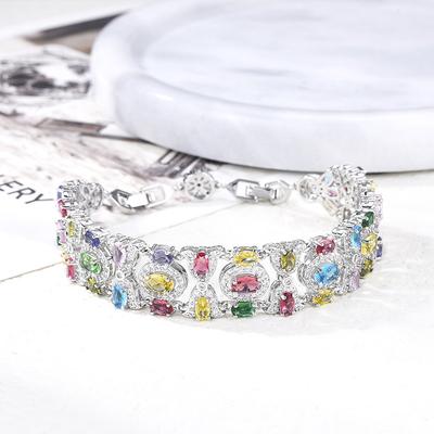 Zircon Bracelet Color Luxury Full Diamond Women's European and American Fashion Tourmaline Bracelet.