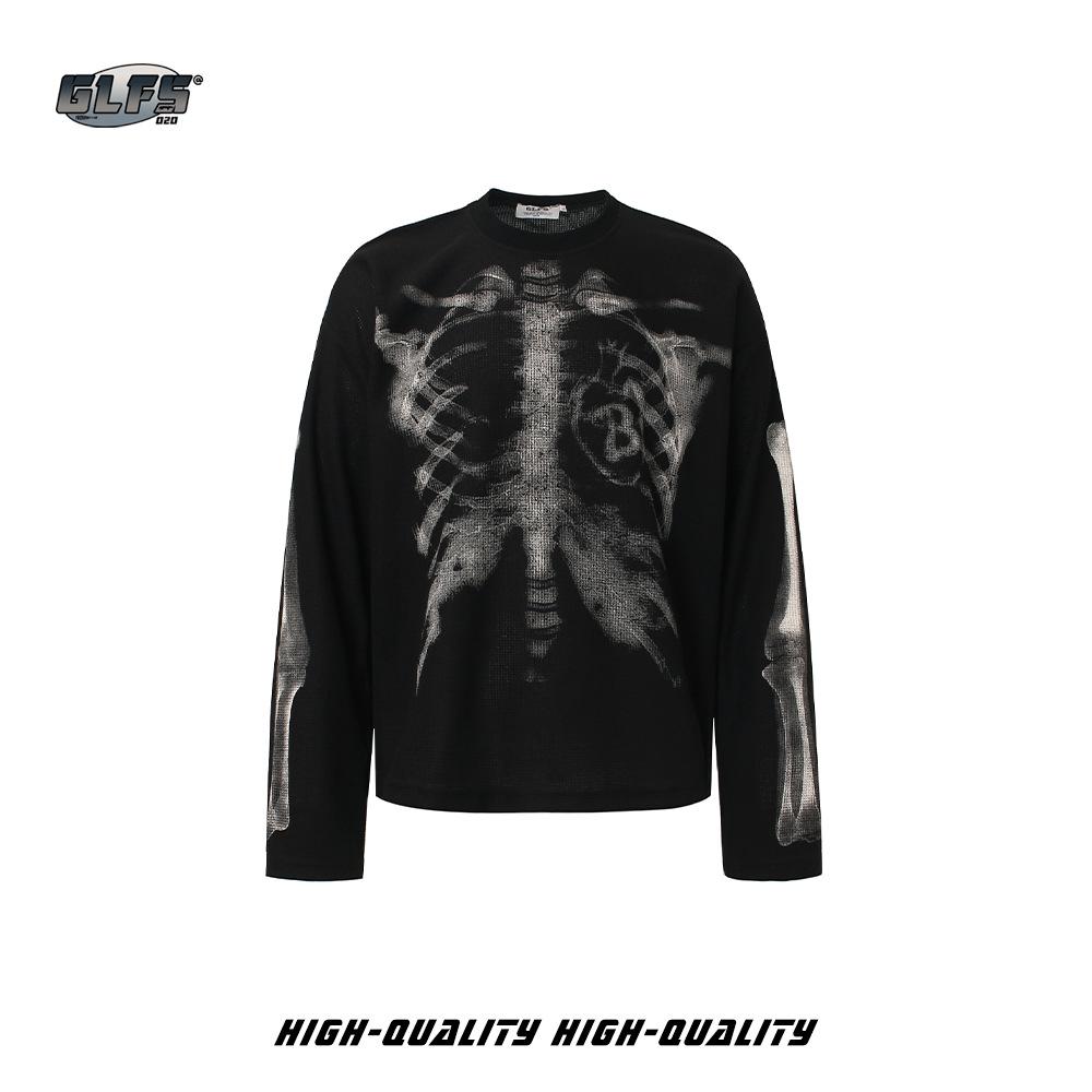 GLFS Skelett Röntgenbild Druck Unisex Hoodie Langarm T-Shirt, Herbst/Winter Kollektion