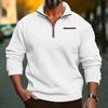 Mens Plus Size Winter Fleece Half-Zip Stand Collar Pullover Solid Color Casual Sweatshirt