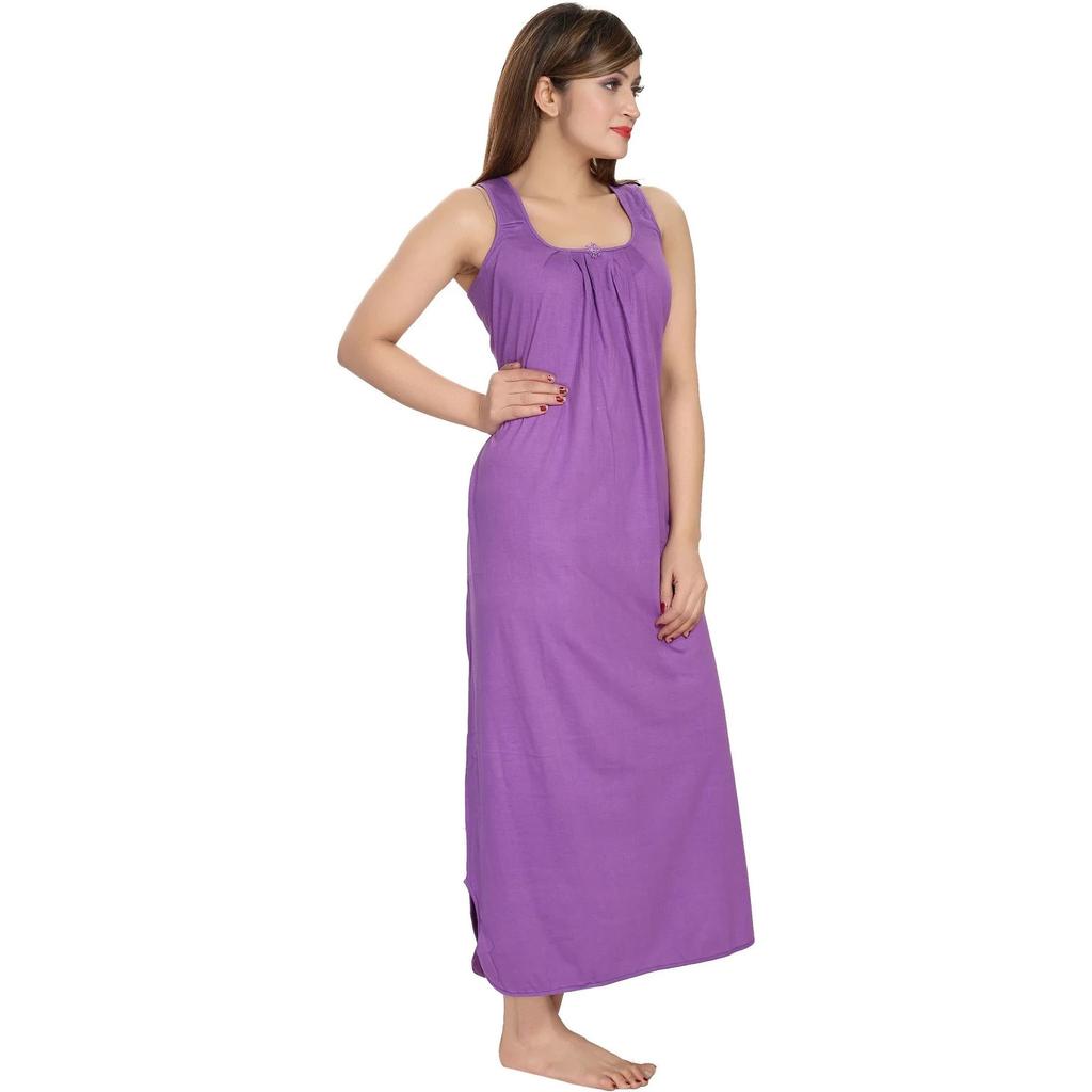 Beautiful Cotton U Neck Summer Maxi Gown Indian Women Sleepwear Nighty Dress