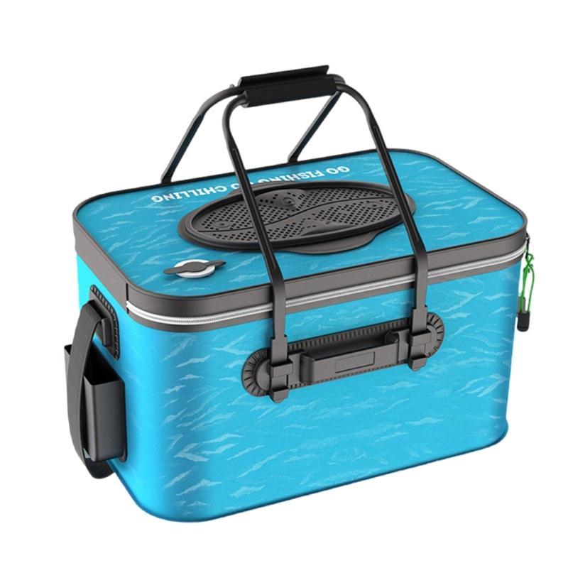 Foldable Fish Baits Bucket Waterproofs Fishing Container Portable Fishing Bucket for Storing Live Fish & Fish Baits 1