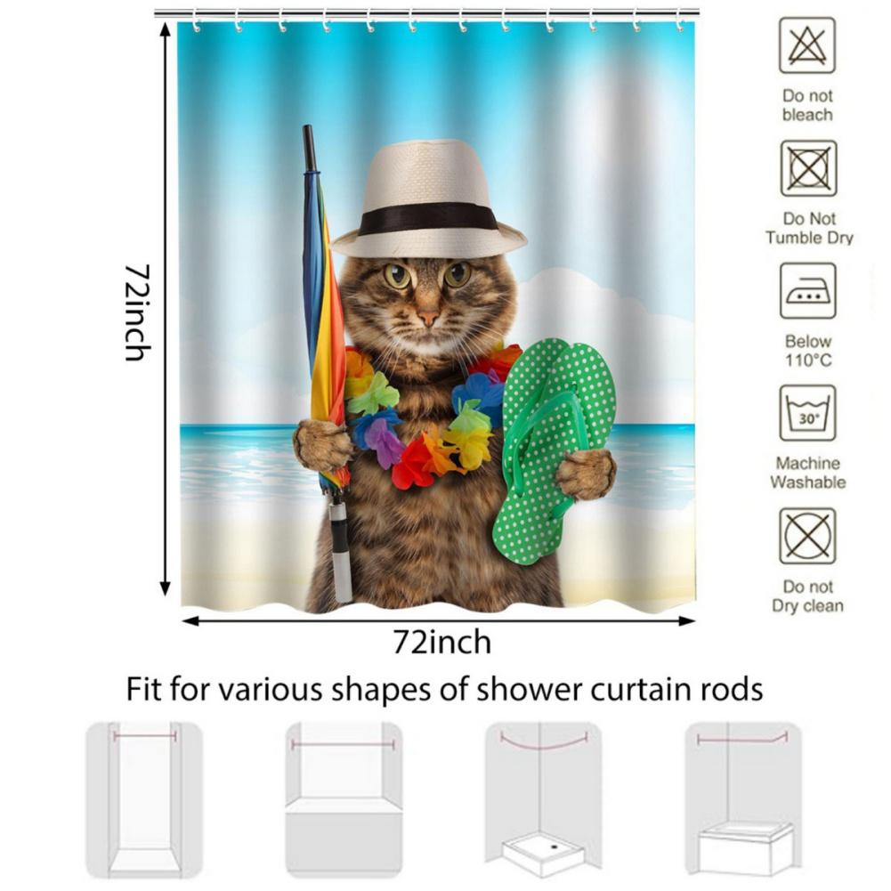 183*183cm Cortină de Duș cu Model Creativ Pisică Câine Impermeabilă Partiție Cortină de Baie cu Cârlige