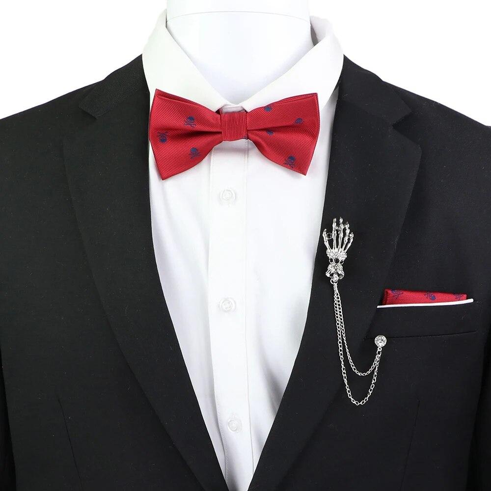 Набір краваток-метеликів, візерунок із зображенням черепа-дракона, чоловіки, платок із метеликами, брошка з китицями, весілля, вечірка на Хелловін,