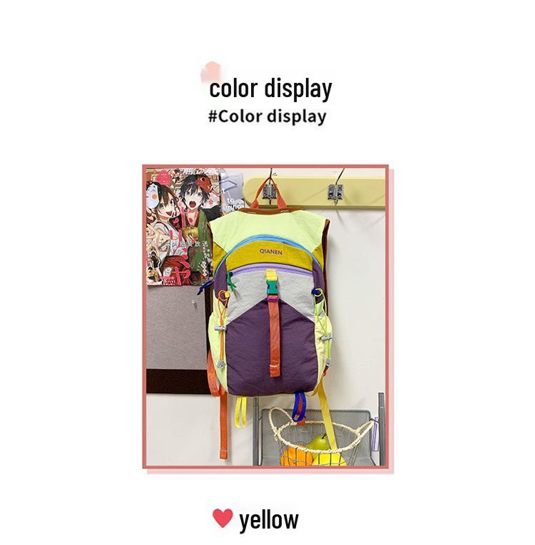 Dopamine Colorblock Lightweight Waterproof Backpack for School, Hiking & Outdoor Adventures