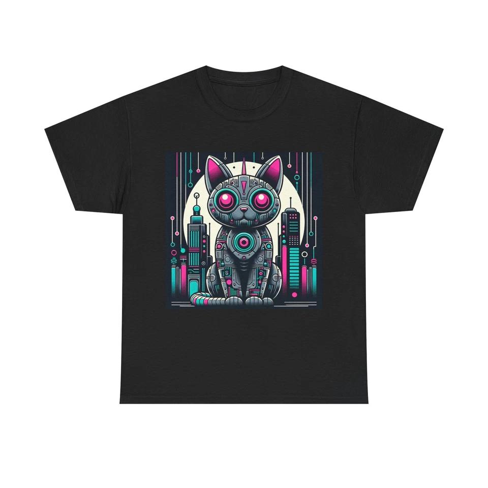 Unisex Adult T Shirt Mid Century Robot Cat Tech Design 3XL