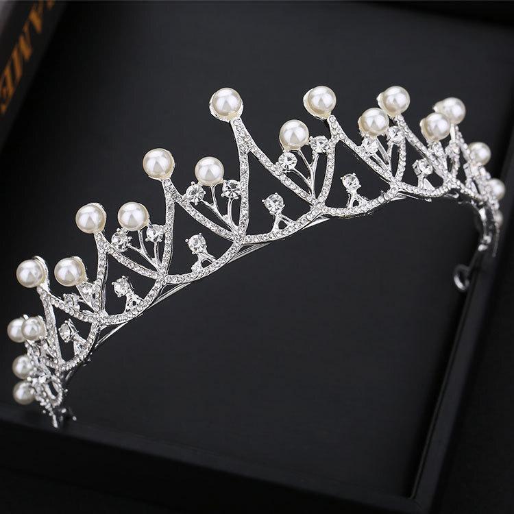 Crown Tiara for Adult Brides Elegant Wedding Crown  New Korean Wedding Accessories  Princess Birthday Headband