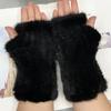 Winter Gloves for Women Natural Mink Fur Knitted Fingerless Solid Warm Elastic Gloves
