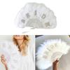 Feathered Folding Fan Feathered Hand Fan Dance Fan Bridesmaid Fan Foldable Hand Fan for Women Wedding Party Photography