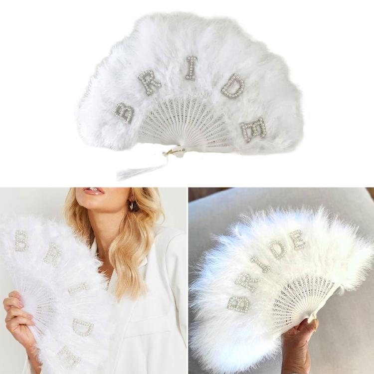 Feathered Folding Fan Feathered Hand Fan Dance Fan Bridesmaid Fan Foldable Hand Fan for Women Wedding Party Photography