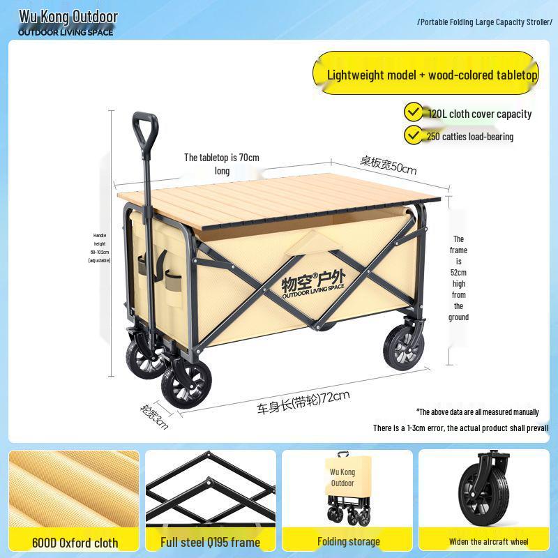 Portable Foldable Camper Van Cart: Hand-Pulled Travel Trailer for Kids, Outdoor Use.