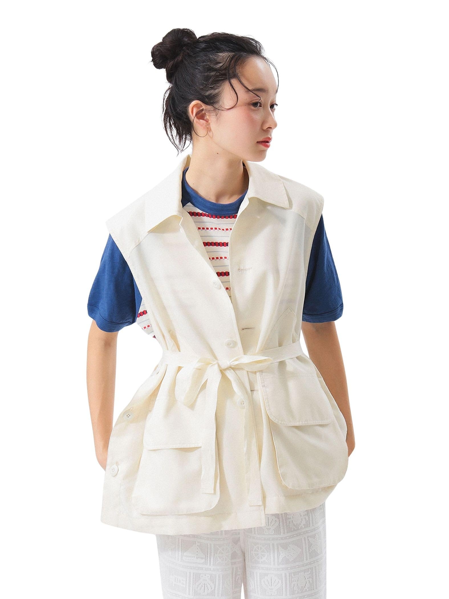 

Женская рубашка без рукавов цвета слоновой кости Beams Boy для охоты, размер 1, слоновая кость