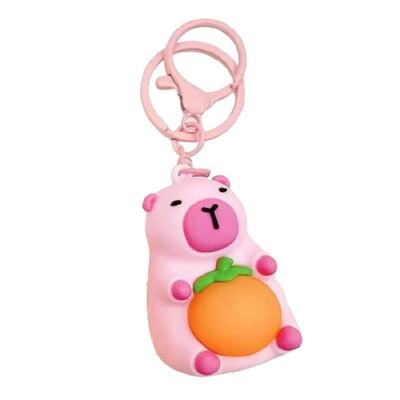 ABS Capybara Keychain Lighted Orange Hugging Designs Glowing Anime Keychains Easy Carry Keyring Accessories for Friend