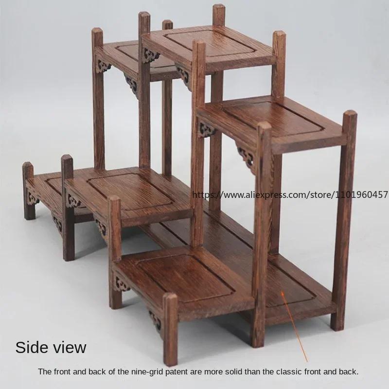 Chinese Kung Fu Tea Pot Crafts Display Holder Shelves Teapot Tea Set Wood Carving Display Stand Decoration Home Tea Accessories