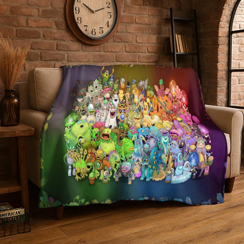 Music Game My Singing Monsters Cartoon Flannel Blanket Soft Throw Blanket for Bedroom Living Room Bed Travel Camping Picnic