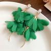 Silver Needle Fabric Chiffon Flower Pendant Earrings Holiday Wind Sweet Small Fresh Stud Earrings Niche High-end Earrings Women
