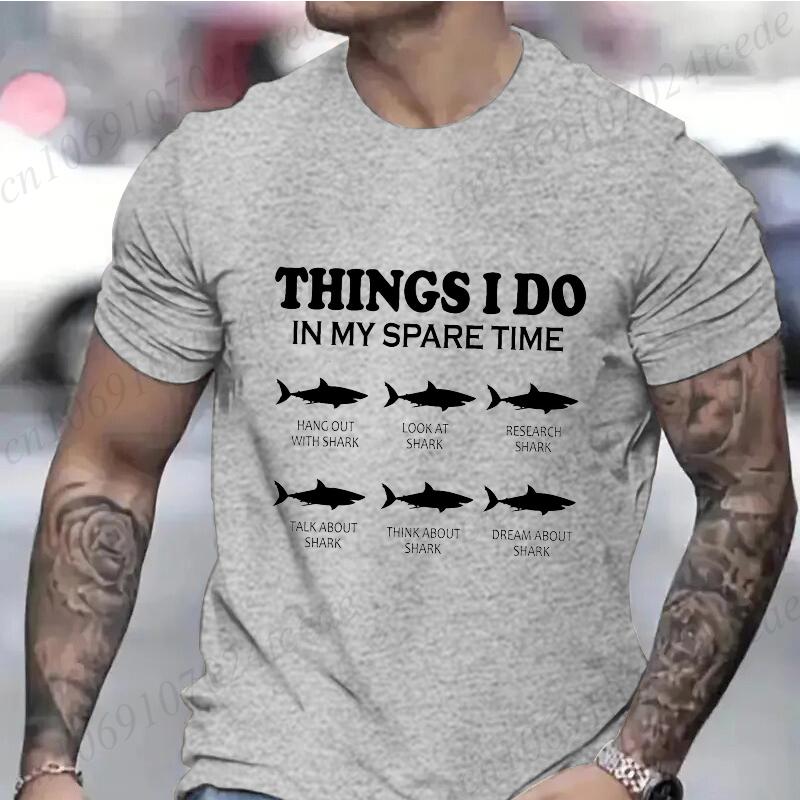 T Shirts for Men Short Sleeve Shirts for Guys Funny Graphic Tees for Shark Week Clothes Funny Shark Fashion Casual Men's Tee Top
