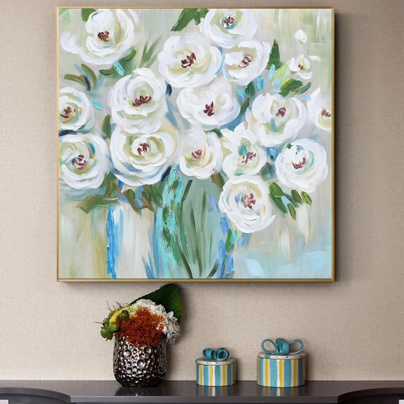 

Современная абстрактная картина с цветами на холсте, белые розы, постеры и принты, настенная художественная картина для гостиной, домашний декор, Cuadros
