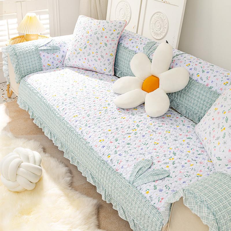 Sofakissen, klein, Blumenmuster, Baumwolle, Sommer, rutschfest, modisch, pastoraler Stil, Massivholz, Stoff, Sitzkissenbezug, Handtuch, vier Jahreszeiten, universell